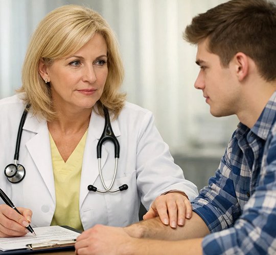 Пациент на приеме у нарколога